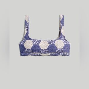 NWT Madewell Second Wave Balconette Bikini Top in Patchwork Floral White & Blue